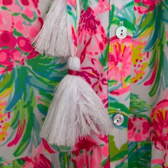 Lilly Pulitzer Pink and Green Tassel Sleeveless Swing Dress - Picture 5 of 6